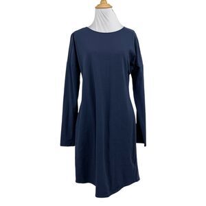 Lole Dress Womens L Large Navy Stretch Cotton Blend Long Sleeve Mini Swing Tunic